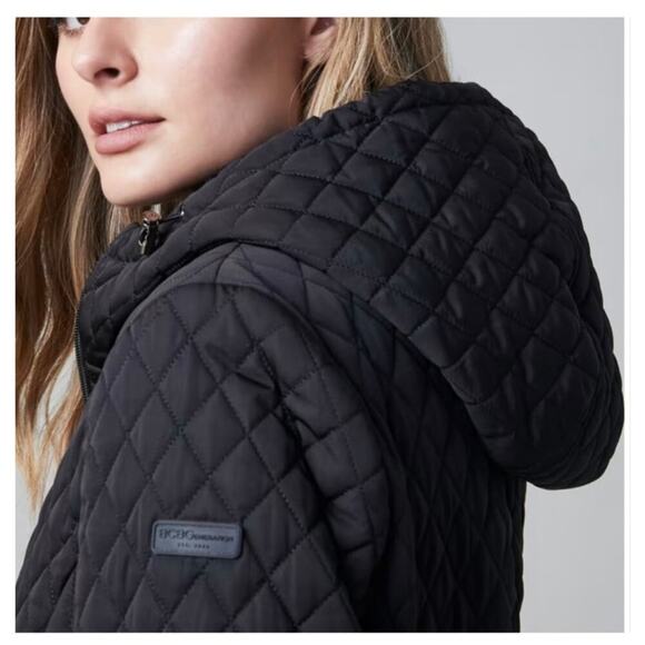 BCBGeneration Black Quilted Long Hooded Coat Size Small - Picture 10 of 10